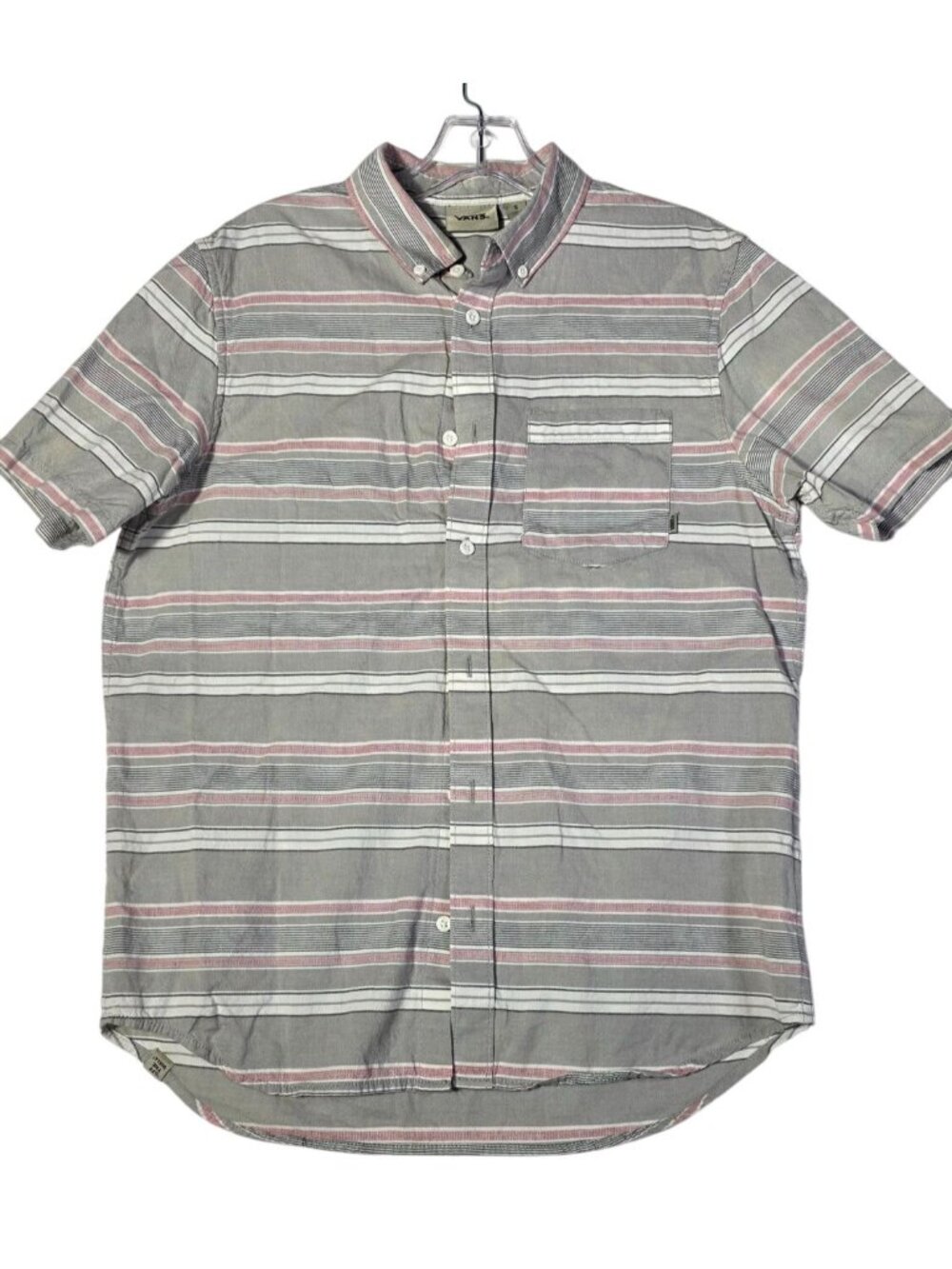 VANS Short Sleeve Grey and Pink Men's Casual Shirt Small